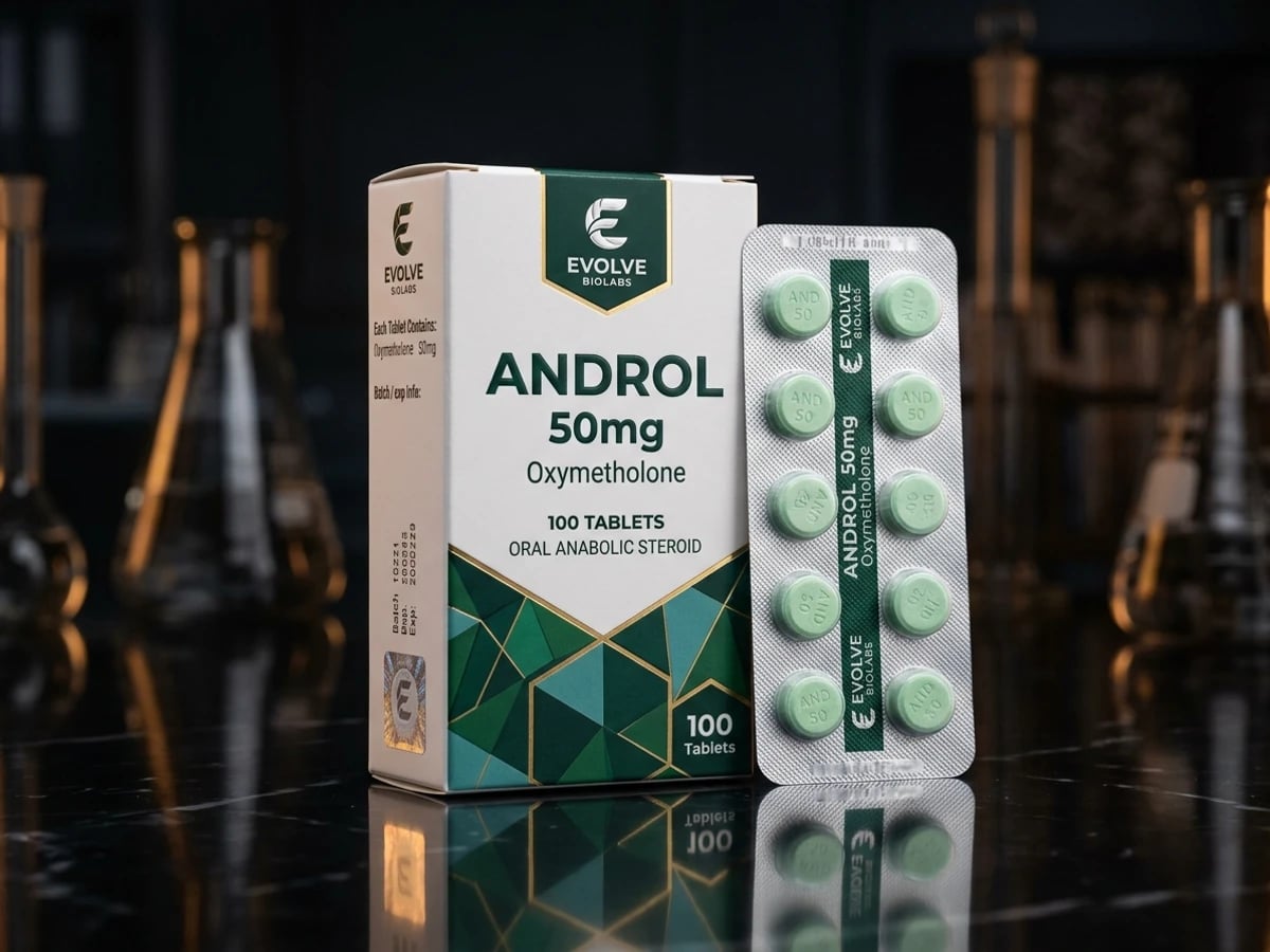 Trident Labs Androl Oxymetholone 50mg 100 tablets in blister pack with packaging.