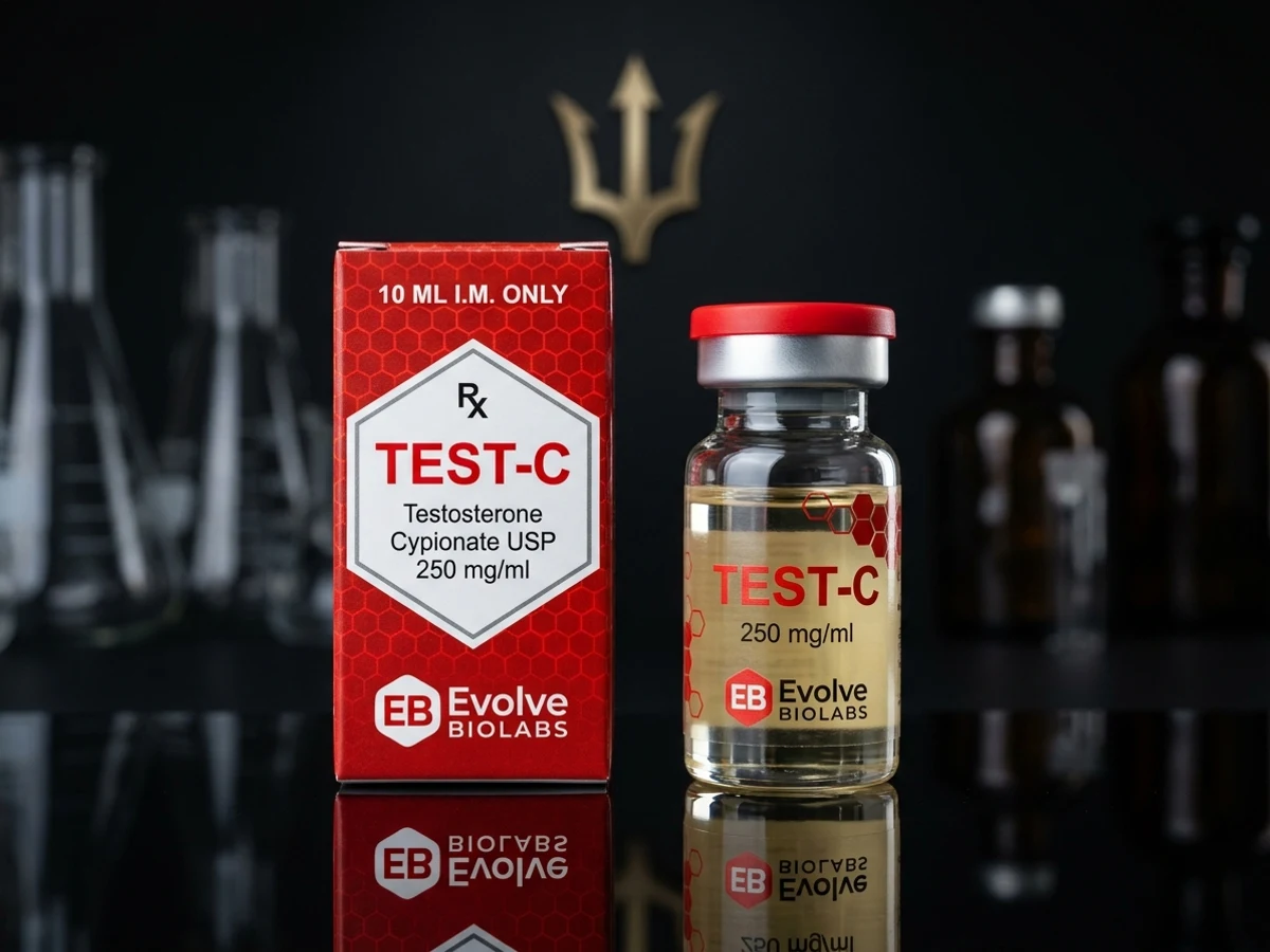 Trident Labs Test-C Testosterone Cypionate 250mg/mL 10mL vial and packaging.