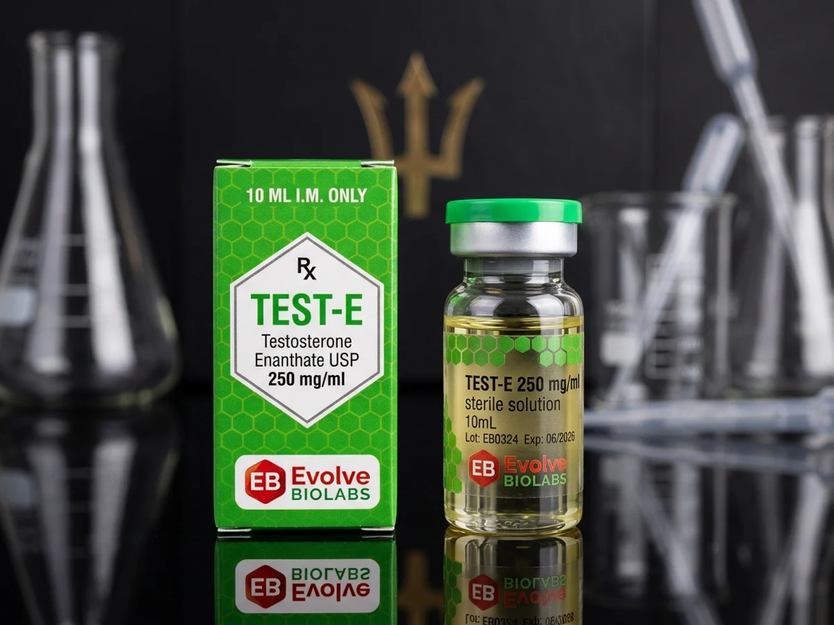 Trident Labs Test-E Testosterone Enanthate 250mg/mL 10mL vial and packaging.
